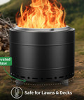 19.5 Inch Smokeless Fire Pit With Carry Bag, stainless steel outdoor wood burning bonfire pit, low smoke design in use