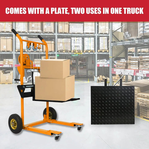 The Heavy Duty Manual Pallet Stacker Material Lift Winch Loader With 330 Lbs Capacity And Rubber Swivel Casters For Hassle Free Shop Floor Freight Hauling