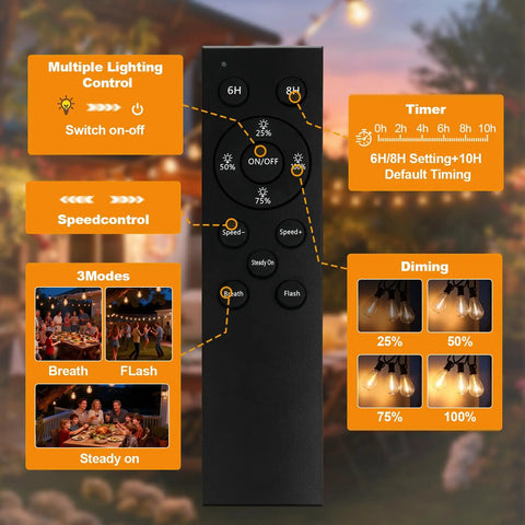 Remote control for 50Ft Outdoor String Lights With Remote Control, Waterproof LED Patio Lights With 19 Plus 1 S11 Bulbs, 10Ft Extension Cable