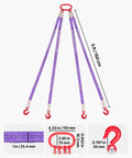 Four Leg Lifting Slings With Hooks 6600 Lb Capacity Heavy Duty Polyester Bridle Sling Five Foot Rigging Strap