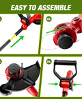 Assembly steps for Cordless String Trimmer for Milwaukee M18 Battery, 12-Inch Weed Wacker With Auto Line Feed, battery powered.