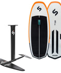 One-Lock Wake Foil Quick Start Package With Ease 1250 Front Wing Verse 270 Tail 72cm Aluminum Mast And Optional WF-2 V6 Board shown