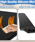 Mini Fridge Silicone Mat With Four Base Risers 24 By 24 By 0.8 Inches Drip Tray Under Refrigerator Mat being wiped clean.