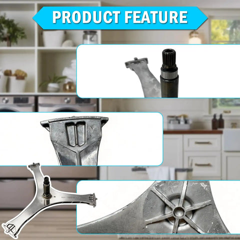 Six Pack Direct Replacement Washer Flange Shaft Kit With Hex Bolts For Front Load Washers Easy Install Replaces DC97-17004E And DC60-40137A Helps Restore Tub Support And Reduces Noise For Quiet Reliable Laundry Days. product feature image of washer spider arm and shaft