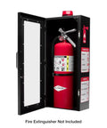 Heavy Duty Fire Extinguisher Cabinet With Alarm And Secure Lock Featuring Clear Breakable Acrylic Window open view showing red fire extinguisher.
