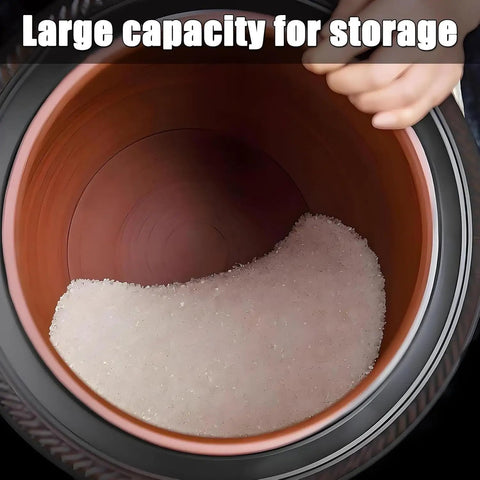 Keep Your Pantry Fresh As Heck Super Spacious Ceramic Airtight Storage Container With Secure Lid Hella Large Kitchen Canister showing salt inside.