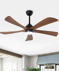 Neojoyoenix 52" 5PCS Solid Wood Blades Ceiling Fan with Lights Remote Control, Quiet DC Motor 3 Blades in black finish.