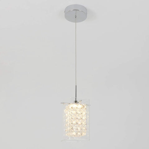 Bubble Cube Pendant Light With Glass Bead Shade And Chrome Finish, Integrated LED Dimmable Ceiling Fixture, 1 Light hanging view