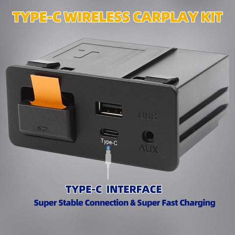 Slick Wireless Type C CarPlay Retrofit Kit For Mazda 2 3 6 CX 3 CX 5 CX 9 MX 5 2015 2020 With PD Fast Charging unit front view