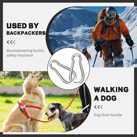 Galvanized Steel Spring Snap Hook Carabiner Clips With 220 Lbs Capacity used by backpackers and for walking a dog