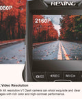 Close-up of Discreet 4K Ultra HD Dash Cam With 2.4 Inch LCD Screen displaying road footage