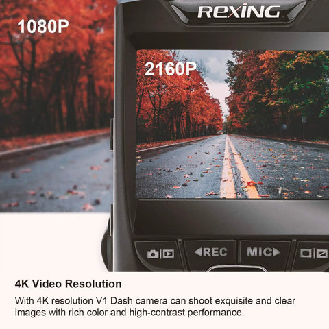Close-up of Discreet 4K Ultra HD Dash Cam With 2.4 Inch LCD Screen displaying road footage
