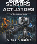 Ultimate Handbook For Robotics Engineers Focusing On Essential Sensor And Actuator Principles To Master Industrial Automation, displaying robots and sensors in a manufacturing setup.