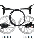 BUCKLOS 2-piston hydraulic disc brake set with 160mm rotors, aluminum levers, hoses, PM/IS adapters.