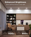 Game Changing Smart Recessed Lights 6 Inch Led Downlights 1100 Lumens 4 Pack With Rgbic Ambient Backlight And Tunable Color Temperature For Modern Home Spaces Fresh Vibe Upgrade in a modern office with enhanced brightness.