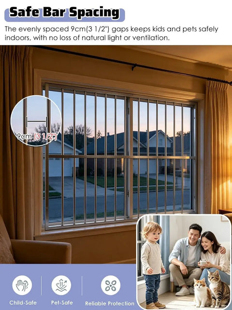 Heavy Duty 304 Stainless Steel Window Security Bars And Balustrades Rock Solid Safety Railings For Homes Decks Backyards with 9cm gaps.