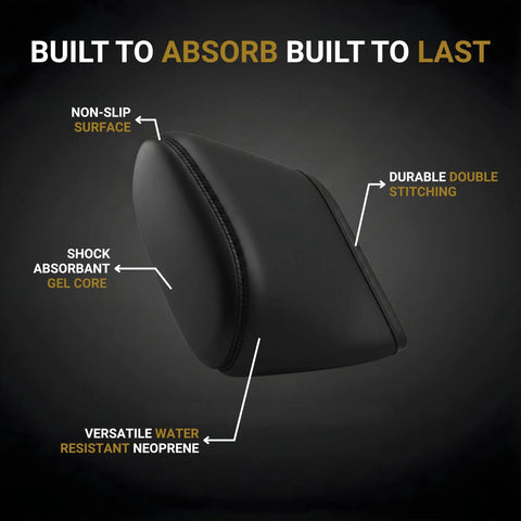 Slip On Gel Filled Recoil Pad For Rifle And Shotgun, highlighting shock-absorbant gel core and durable double stitching