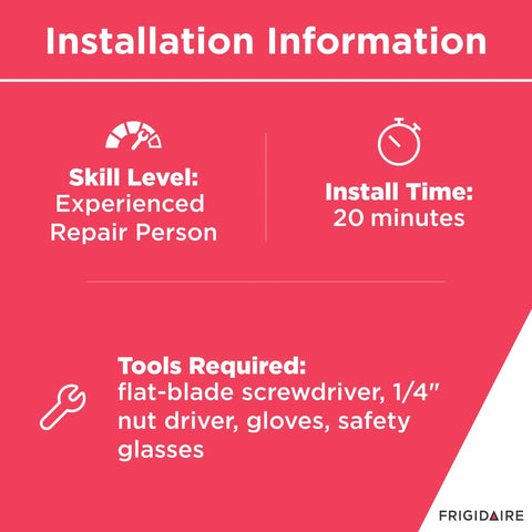 Installation information for Oven Bake Igniter 139013700 For Gas Ranges And Stoves Replacement Part with tools and time details