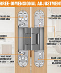 Sleek Six Inch Hidden Door Hinges For Clean Concealed Doors And Invisible Wall Panels With Premium Seamless Hardware and Three-Dimensional Adjustment.