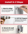 Installation steps for 1.5 Ton Floor Jack Wall Mount Rack For Low Profile Hydraulic Jacks And Trailers, Silver Finish