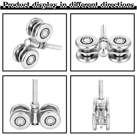 8 Pack Wheel Trolley Barn Door Rollers for One and Three Quarter Inch Wide Tracks and Two and Quarter Inch or Taller Rails