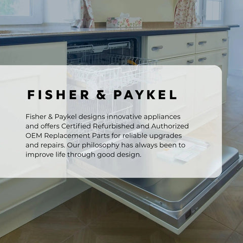 Open Fisher & Paykel dishwasher with description text for Dishdrawer Motor Rotor Kit Replacement Assembly 524185P OEM Rotor