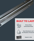 Galvanized Steel V Track For Sliding Gates 6 Ft Long Built To Last Rustproof Outdoor Gate Track With Rugged Weatherproof Build USA Made For Residential And Commercial Use Heavy Duty Gate Hardware, 6 ft galvanized steel rail with mounting holes