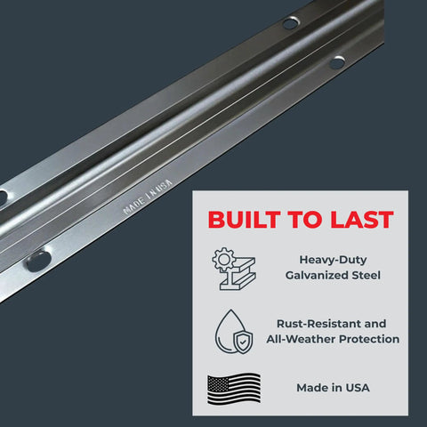 Galvanized Steel V Track For Sliding Gates 6 Ft Long Built To Last Rustproof Outdoor Gate Track With Rugged Weatherproof Build USA Made For Residential And Commercial Use Heavy Duty Gate Hardware, 6 ft galvanized steel rail with mounting holes