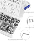 130 Pcs 304 Stainless Steel M6 Round Head Screws And Nuts Set With Full Thread Machine Bolts In A Sturdy Plastic Storage Box