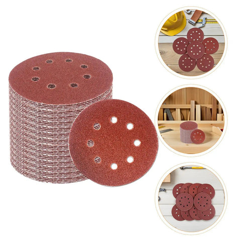 Get Your Workshop Ready With 150 Pc Grit Sanding Discs For Electric Sanders, Featuring 8 Holes And Loop Hook Design To Smooth Wood, Metal, Or Furniture Projects Like A Pro Without The Hustle, showcasing 150 sanding discs stack.