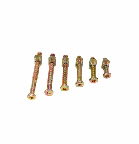 Heavy Duty Crib Hardware Screws And Barrel Nuts Set 100 Pack M6 And M8 Hex Drive Socket Cap Bolts In 30mm To 80mm Zinc Plated