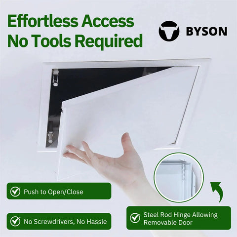 No Sweat Push To Open Metal Access Panel 6 X 6 Inches Dang Durable Galvanized Steel for drywall. Easy push-open access with a removable door.