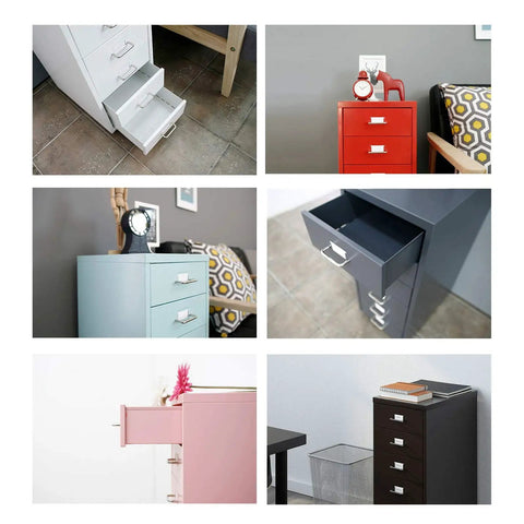 Colorful Metal Mobile File Cabinet With Six Drawers On Wheels Blue Modern Office Storage Cart For Home And Office Big Drawer Space