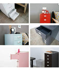 Portable Metal File Cabinet With Five Drawers On Wheels For Home And Office Use White Color Durable Steel Storage Cart With Smooth Rolling And Secure Closures