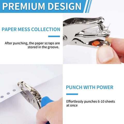 Two Pack Hand Hole Punch Set With Soft Grip Handles For One Eighth Inch And One Quarter Inch Holes, Ideal For Crafts And Scrapbooks, Blue