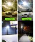 Top Shelf Solar Floodlights Featuring No Sweat Dusk To Dawn Sensor And Weatherproof Remote Control For Badass Garden And Street Lighting Delivering Slick All Night Illumination in warm and white light settings illuminating paths and gardens.