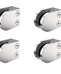 Pack of 4 Heavy Duty Round Glass Clamp for Flat Surfaces 3/8 to 1/2 Inch Glass, Stainless Steel 316 Marine Grade