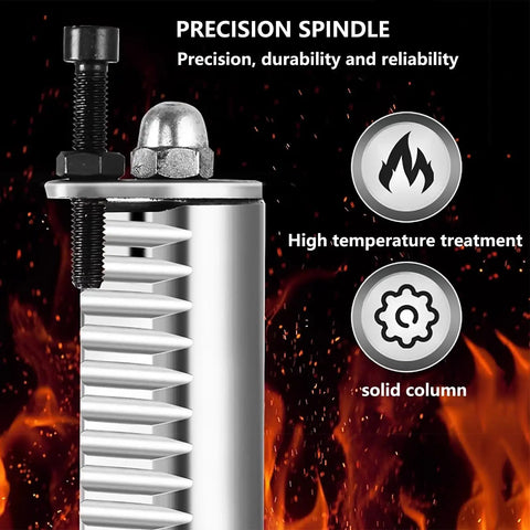 Precision spindle of the Heavy Duty 1100lb Benchtop Arbor Press Featuring Smooth Auto Rebound Rocker Lever for reliability.