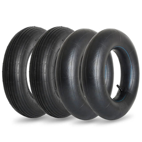 Heavy Duty 4.80/4.00-8 Tire And Inner Tube Set Two Pack, 15 Inch Diameter Replacement for garden wagon and dolly