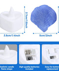 Blue Silk Rose Petals Romantic Night Decor Set With 2000 Pieces And 24 Flameless Heart Shaped Led Candles size details