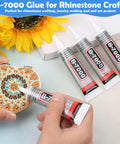 Applying B-7000 glue to rhinestone-studded item, showing clear rhinestone glue for jewelry making and nail art 4 pack 15mL