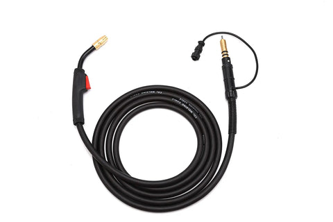 15ft 150A MIG Welding Gun Torch Stinger Replacement For Miller M-150 M15 And Millermatic Series coiled cable on white background