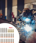 Welder using 15AK MIG Torch Consumable Kit For Welder High Temperature Resistant Tips And Nozzles Set With Guarding Coating 30 Piece 0-8mm Pro Grade For Home Shop Or Professional Welders