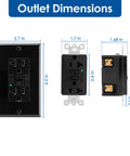 Dimensions of 6 Pack Black GFCI Outlets With Wall Plates, 20A 125V 5-20R Tamper-Resistant GFI Receptacles, ETL Listed