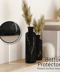 Black Marble Look Vase Set With Dope Matte Resin Finish, displayed with bottom protectors for modern home decor.