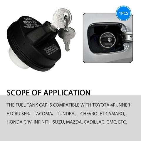 Locking Gas Cap With Key For Fuel Tank Fits Toyota 4Runner Chevy Camaro Honda CRV Infiniti Replaces 77300 47020 Durable ABS Plastic With Tight Rubber Seal For Weatherproof Security