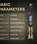 Pro-Grade Digital Torque Wrench 1/4 Drive With LED Display And Buzzer shown with specifications and dimensions