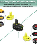 Universal Battery Adapter That Converts Dewalt 20V Max Lithium To Ryobi 18V P107 P108 Tools With Built In USB Charger 5V 2.1A Max