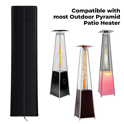 Heavy Duty Patio Heater Cover Built From Oxford Fabric Weather Resistant Waterproof Dust Proof Snow Proof Wind Proof With Zipper And Storage Bag Pyramid Style next to compatible heaters.