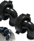 Two Pack RV Swivel Drain Hose Connector 90 Degree For Easy Gray Water Dumping Fits 1-1/2 Inch By 3/4 Inch Hoses Black Camper Sewer Adapter; black plastic